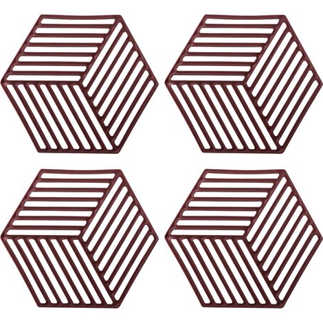 Dessous de plat en silicone, dessous de verre fleuris, maniques et dessous de plat pour plans de travail et casseroles, décoration de cuisine hexagonale bohème, dessous de plat antidérapants et résist (1/5)