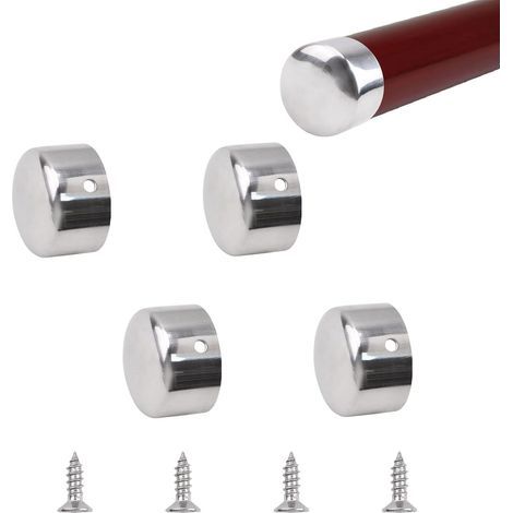 Ensemble de 4 embouts ronds en acier inoxydable pour mains courantes avec un diamètre intérieur de 38 mm. (1/4)