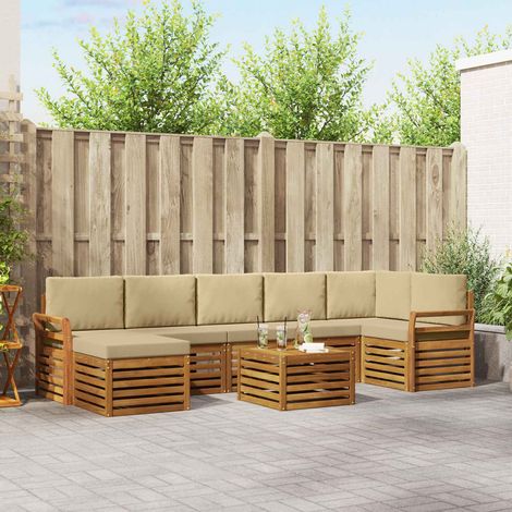 vidaXL Outdoor-Sofagarnitur 8 pcs Natur und Beige Massivholz Akazie (1/5)