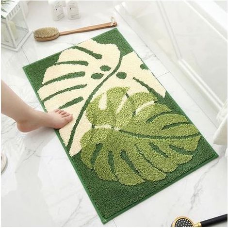 Indoor Doormat, Absorbent, Non-Slip Front and Back Door, Suitable for Indoor Use, Flat Profile, Machine Washable, Doormat, 50x80 cm(green) (1/5)
