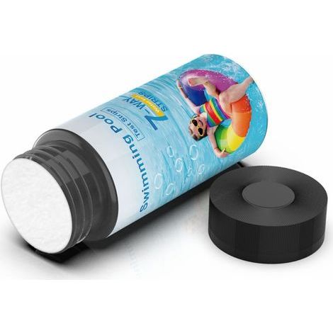 Bandelettes de test 7 en 1 pour piscine, 100 bandelettes de test rapides et précises pour l'eau de piscine, bandelettes de test pour spa, bandelettes de test pour chlore, brome, pH, alcalinité, dureté (1/5)