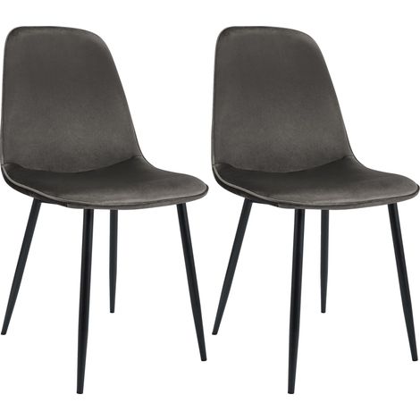 2er Set Esszimmerstuhl Maryam anthrazit Samt