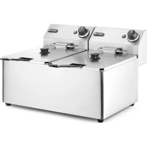 Freidora doble comercial Kitchen Line 7kW 230V 2 x 8L - Hendi 205839 (1/3)