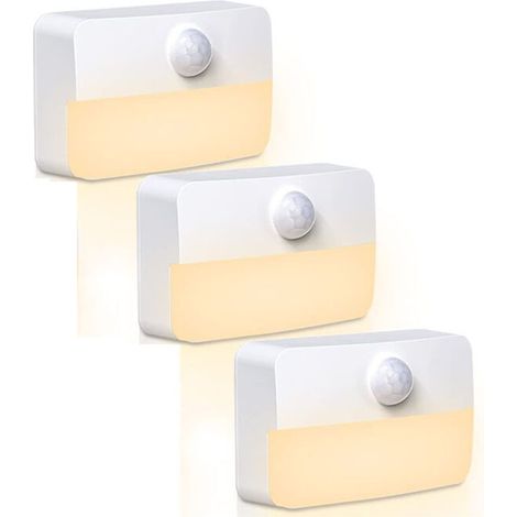 Set di 3 luci notturne a LED con sensore di movimento, ideali per scale, camere da letto, bagni e corridoi (luce calda).