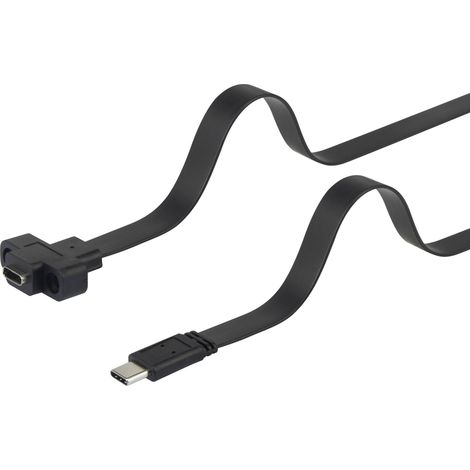 Renkforce Câble USB USB 3.2 Gen1 USB-C® mâle, USB-C® femelle 0.50 m noir vissable, très flexible RF- (1/3)