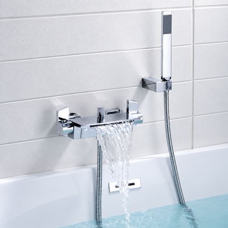 Mitigeur baignoire cascade mural laiton avec douchette modèle ensemble galvanisé 4 kg – Livraison gratuite
