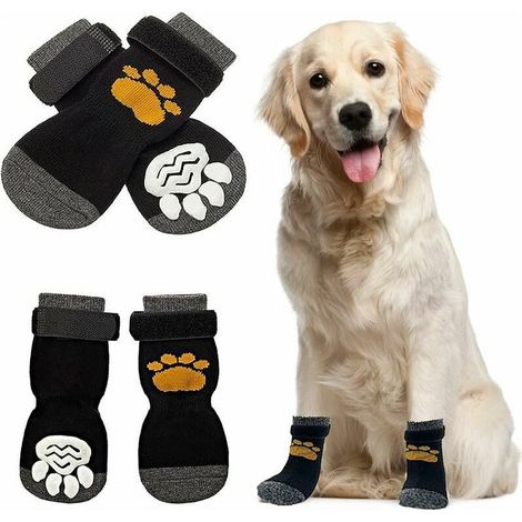 Chaussettes antidérapantes pour chien - 2 paires - Protection des pattes - Chaussures pour chien avec sangles réglables - Contrôle de t (1/5)