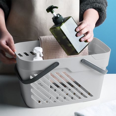 Panier À Linge - Plastique - 32,2 x 19,5 x 18 cm - Poignée Ergonomique - Pour Salle De Bain Chambre Ou Balcon - 1 Pièce (1/5)