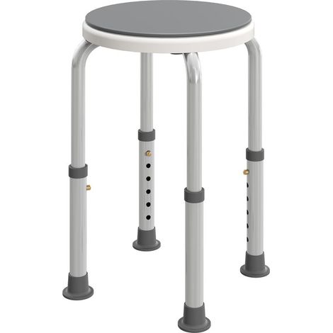 Duschhocker, rutschfester Duschsitz, höhenverstellbarer Badhocker, 360° drehbar, Aluminium (1/5)
