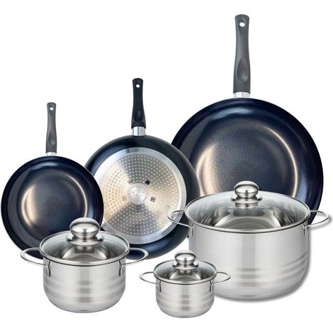 Ensemble de 3 Poêles de cuisson 20, 24 et 32 cm et 3 faitouts 12, 16 et 24 cm Elo Prima Brillant (1/5)