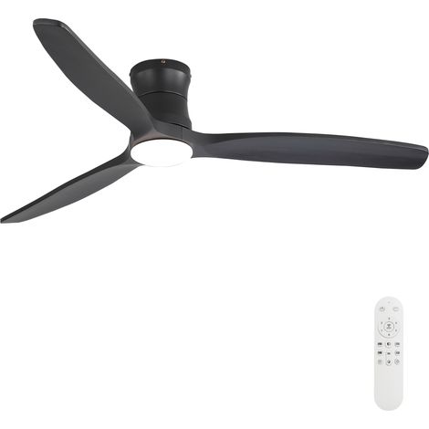 REDOM - Ventilatore da soffitto da 132 cm, motore DC silenzioso, LED dimmerabile, telecomando, metallo e legno, nero opaco (1/5)