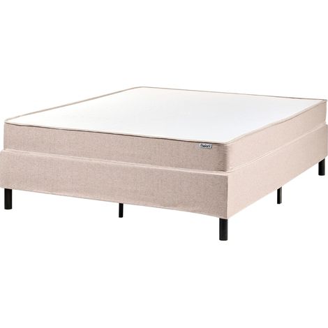 Divan Bed Beige Polyester Upholstery EU Small Double Size 4ft6 Without Headboard Pocket Spring Mattress Bedroom COUNTESS (1/5)