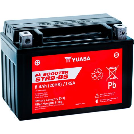 Batterie scooter YUASA STR9-BS YTX9-BS 12V 8AH 135A