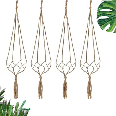 4 PièCes 90cm Macrame Suspension Plante, Style BohèMe Corde De Jute Suspension Plante,Tissé à La Main Pot De Fleur Suspendu, IntéRieur Y ExtéRieur Pot Suspendu Filet per Jardin, Balcon, Patio (1/5)