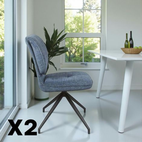 Chaise pivotante bleue dossier double (lot de 2) LIGURIE