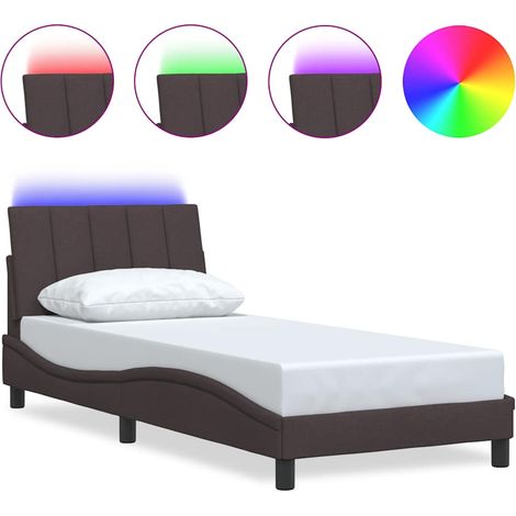 Maison Exclusive - Cadre de lit sans matelas Hanko marron foncé 90x200 cm tissu (1/5)