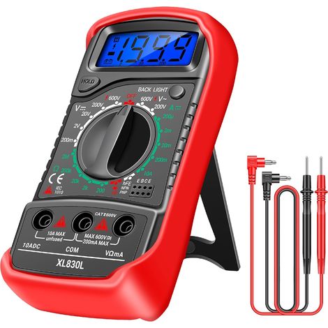 Haiaveng Testeur multimètre numérique - Voltmètre, ohmmètre, ampèremètre, multivoltmètre avec écran LCD rétroéclairé le courant, la résistance, la diode (1/5)