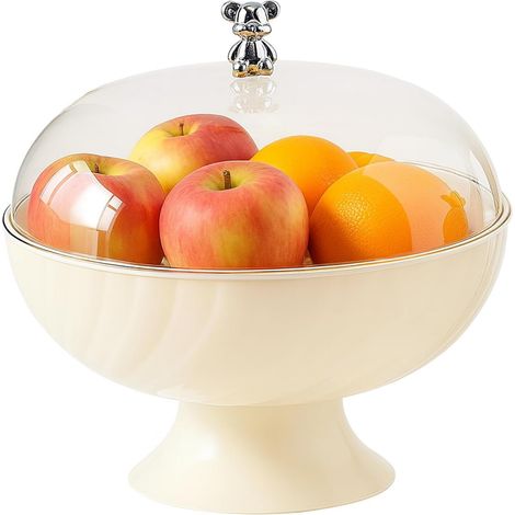 Obstschale mit Deckel und Abtropfschale – BPA-freier Kunststoff – Erhöhter Boden – Für Hochzeiten und Partys – Transparent – 24 cm (1/5)
