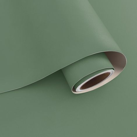 Papier Peint Vert Sauge 40cmx800cm Film Autocollant Meuble Vert Rouleau Adhesif Decoratif Papier Peint Adhesif Moderne Salon Chambre Stickers Porte Placard Plan de Travail Cuisine Armoire (1/5)