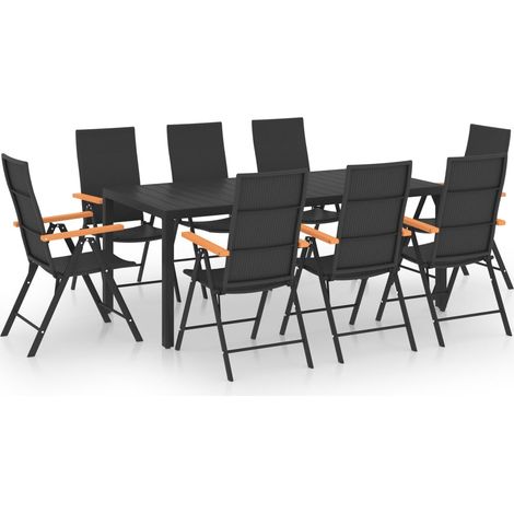 Set da Pranzo da Giardino 9 pz Nero e Marrone vidaXL (1/5)