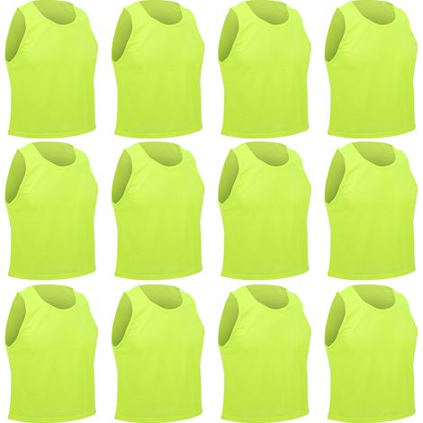 12 chasubles d'entraînement respirantes pour enfants, vert fluo, taille unique (lot de 12) (1/5)