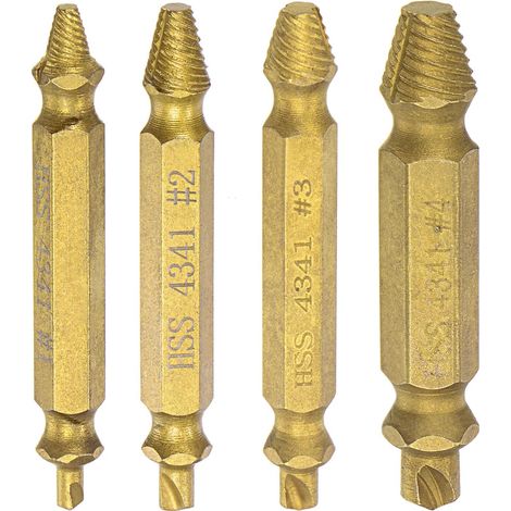 4 Piece Puller Set,Damaged Screw Extractor Kit and Stripped Screw Extractor Kit. It's a Hassle-Free Broken Bolt Puller and Screw Remover Set -Gold (1/5)