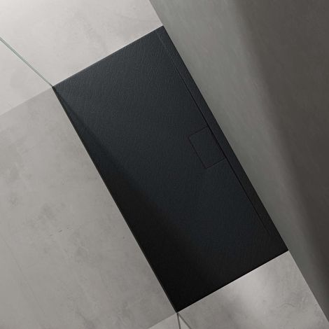 doporro Piatto Doccia Rettangolare in Marmoresina Effetto Pietra, Ultrasottile 3 cm, Installazione Versatile, 70x140 cm, Antracite - Geoma07 (1/5)