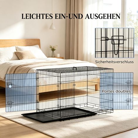 Cage pour chien pliable, niche avec bac amovible, chenil portable pour petit animal, enclos rabattable, 1 pièce (1/5)