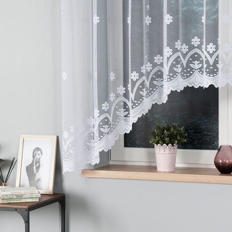 Florentyna - Rideau jacquard prêt à poser avec fente en bas - 330 x 160 cm - blanc (1/5)