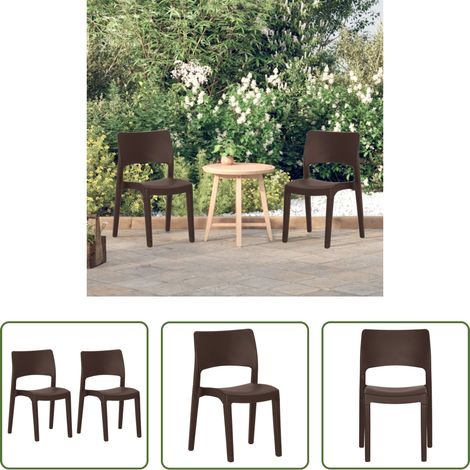 Chaises de patio - Chaises de jardin lot de 2 Moka Polypropylène (1/5)