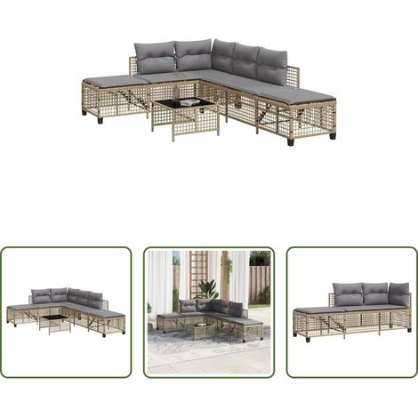 Canapé extérieur -  Salon de jardin d'angle avec coussins 3pcs mélange beige rotin (1/5)