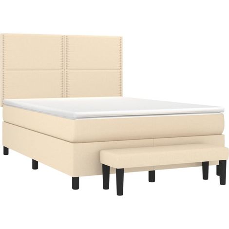 Boxspringbett mit Matratze Creme 140x190 cm Stoff vidaXL (1/4)