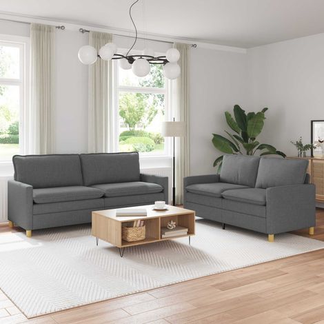 vidaXL Ensemble de Canapés 2 pc Gris foncé Tissu (1/5)