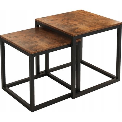 Set di due tavolini da salotto di colore marrone, misure 55/52/50 cm. (1/5)