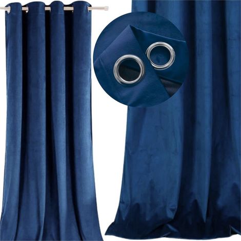 Rideau occultant à œillets en velours épais bleu profond – 250 × 140 cm – Occultation totale pour chambre – Fabrication polonaise de précision (1/5)