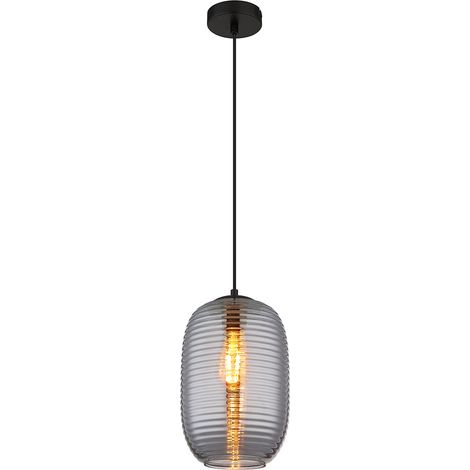 Pendelleuchte Hängelampe Esszimmerleuchte Deckenlampe Schwarz Glas Rauchfarbe