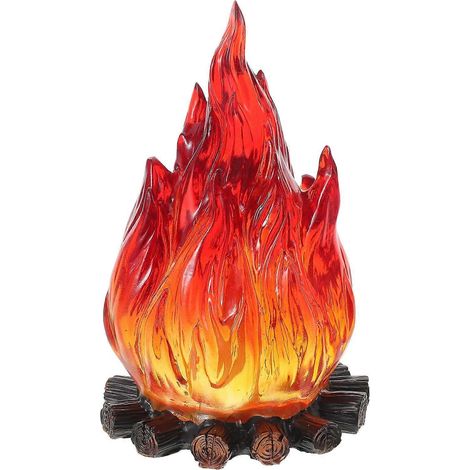 Veilleuse feu de camp factice : lampe feu de joie 3D - Modèle de foyer artificiel LED - Fausse bûche de bois de chauffage à piles avec bûches réalistes pour cheminée de Noël (1/4)