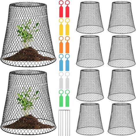10PCS Cloche de Jardin en Métal, Cloche de Jardin en Fil de Fer, Cloche de Plante en Fil de Jardin en Métal, Cloche de Protection en Métal pour Jardin, Cage de Protection des Plantes, Noir (1/5)