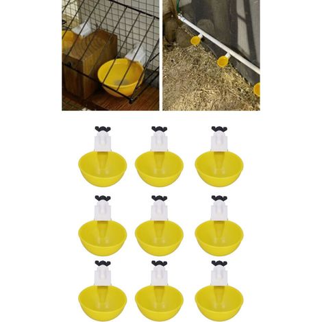 Automatische Hühnertränke – 9 gelbe Tränken für Hühner, Enten, Gänse und Wachteln – Einfache Installation und Reinigung (PP)