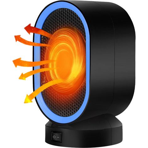 Mini Radiateur soufflant, Mini en CéRamique PTC Chauffage éLectrique Portable 400W radiateur, Chauffage rapide en 3 secondes, Petit chauffage soufflant céramique pour la maison, salon (Noir) (1/5)