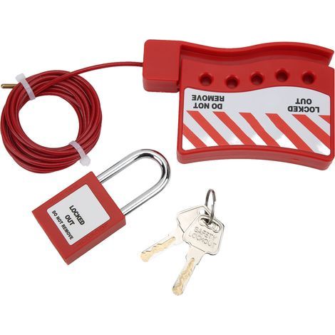 Cavo di bloccaggio regolabile + lucchetto da 38 mm - per valvole, quadri elettrici - sicurezza industriale (1/5)