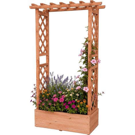 Orange fir wood planter with trellis roof large 229384387 229384387 (1/5)