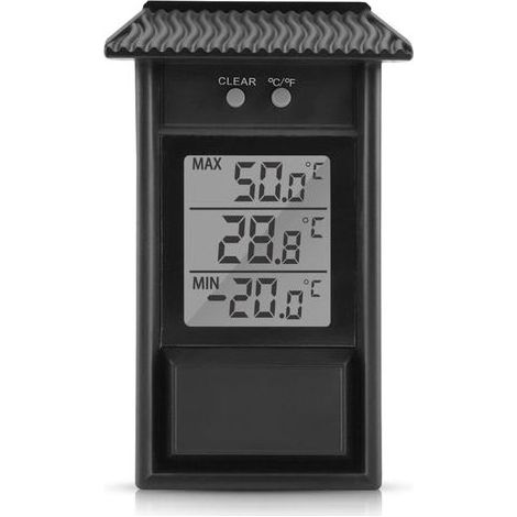 Noir Thermomètre numérique pour extérieur intérieur, thermomètre Exterieur Mural sans Fil étanche, -20 à +50°C (1/5)