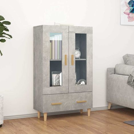 Buffet - Armoire de rangement Enfilade Gris béton 70x31x115 cm Bois d'ingénierie BV545172 - BonneVie (1/5)