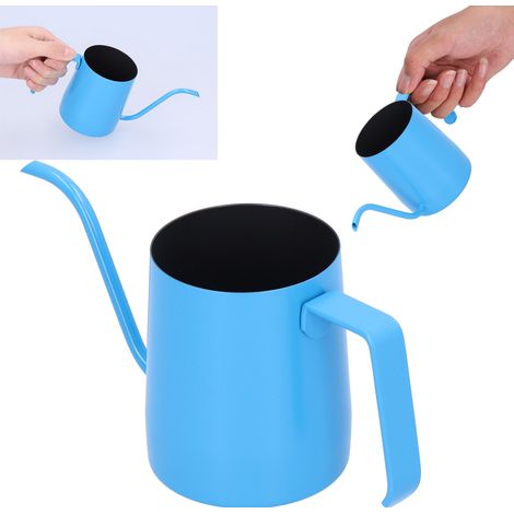Handgefertigte 350-ml-Kaffeekanne aus Edelstahl mit feinem Ausguss für langsames Brühen, für den Heimgebrauch, blau (1/5)
