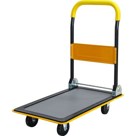 Chariot plateforme pliant 150 kg avec roues pivotantes 360°, poignée antidérapante et pliage rapide pour entrepôt, maison, colis et déménagement CHICFURN (1/5)