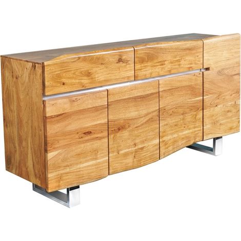 Buffet ARKAYA 170 cm en bois massif d'acacia – 4 portes, 2 tiroirs et piètement métal (1/5)