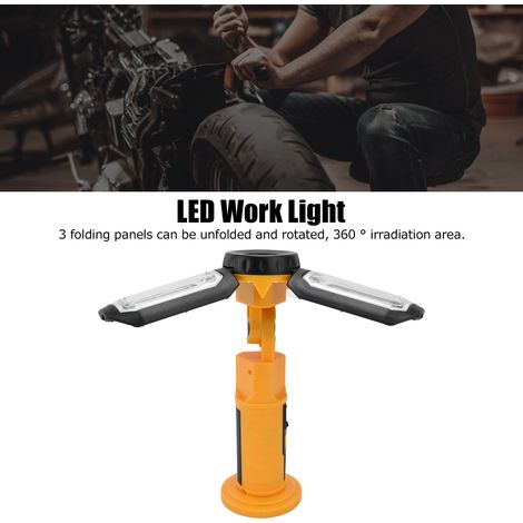 Lampe de travail LED extérieure, rechargeable, pliable, rotative, lampe d'inspection multifonctionnelle, voyant d'avertissement rouge, avec crochet magnétique (1/5)
