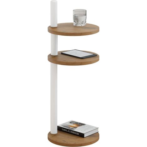 Table d'appoint ronde loft à 3 niveaux 30x30x97 cm métal blanc (1/5)