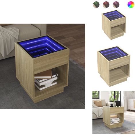 Table basse avec LED infini chêne sonoma 40x40x50 cm - Table Basse - Tables Basses - Table D'appoint - Bout De Canapé (1/5)